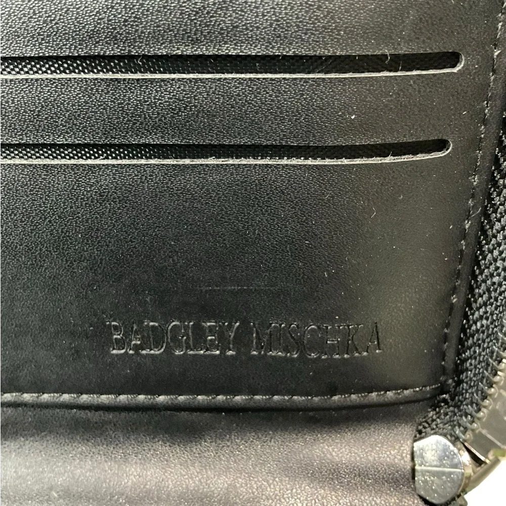 Badgley Mischka Black Textured Vegan Leather Wallet with Flap Pocket - Picture 6 of 6